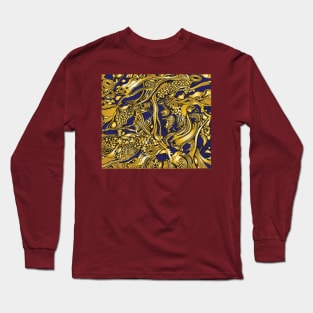 Gold and Blue tree pattern Long Sleeve T-Shirt